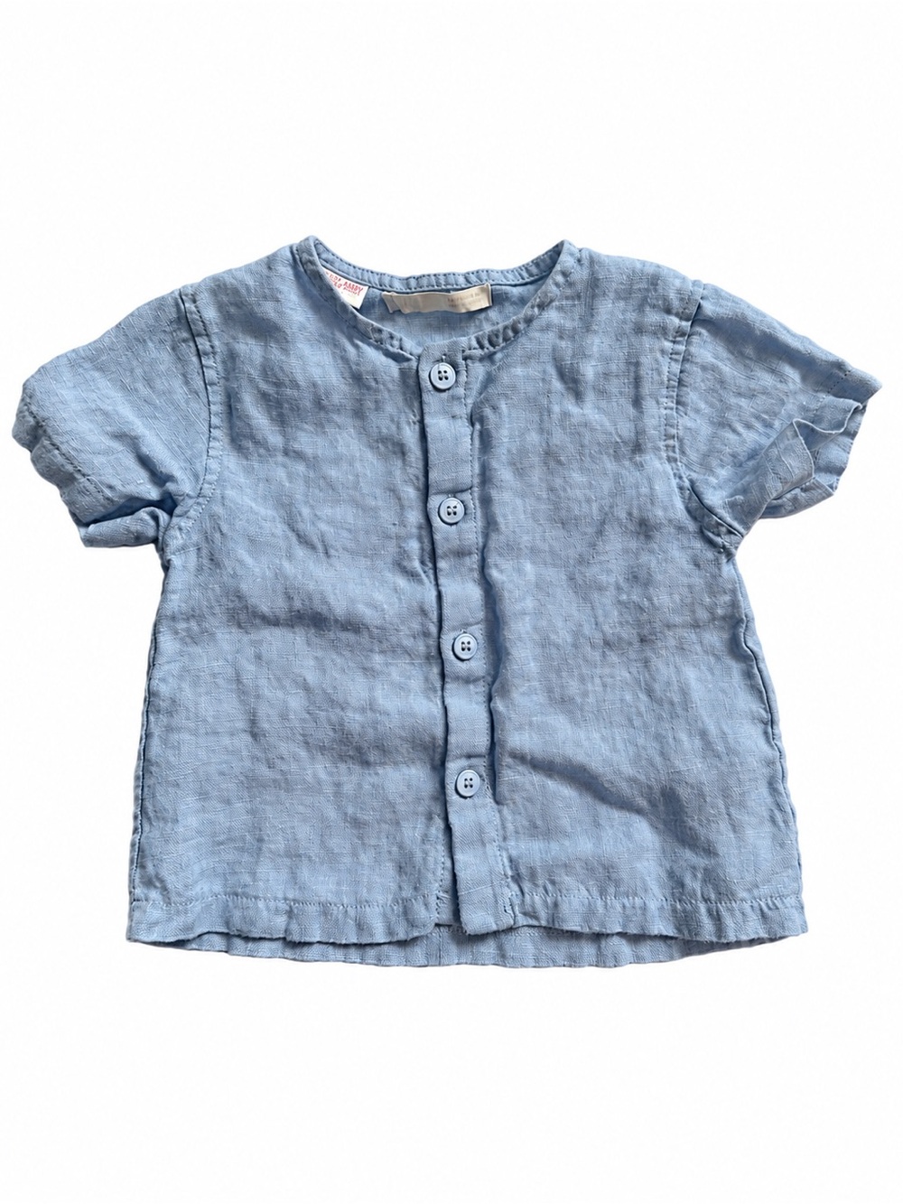 Zara Baby 100% Linen Shirt Blue 6-9M